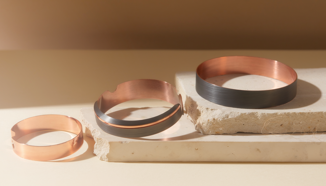 Editorial illustration of bracelets in different fit proportions for the MagnetNova bracelet sizing guide