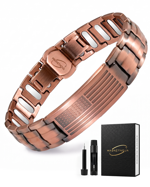 MagnetNova men's American flag copper magnetic bracelet
