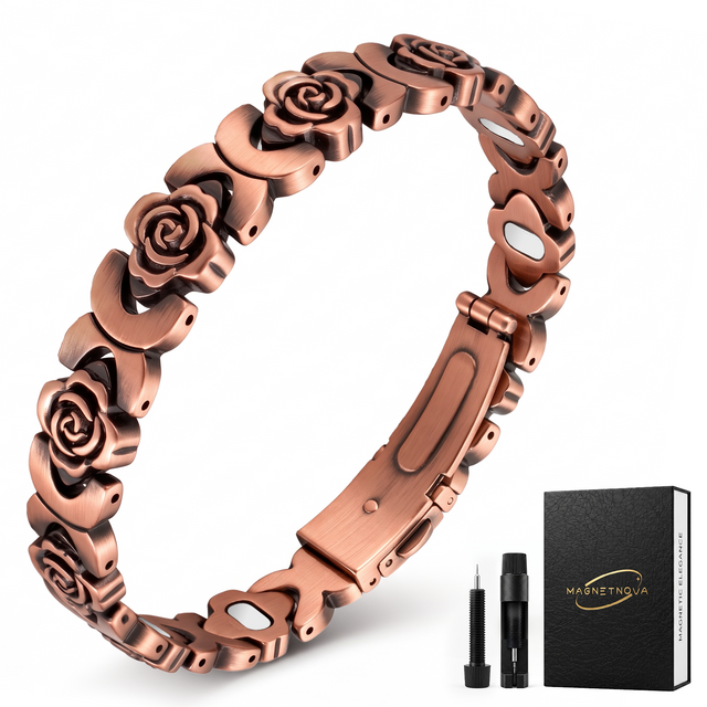 Rose Design Copper Magnetic Bracelet for Women