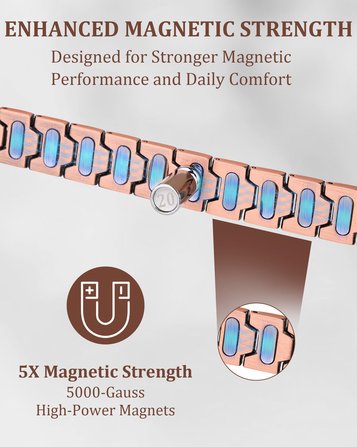 MagnetNova men's tire-inspired copper magnetic bracelet – product image 7