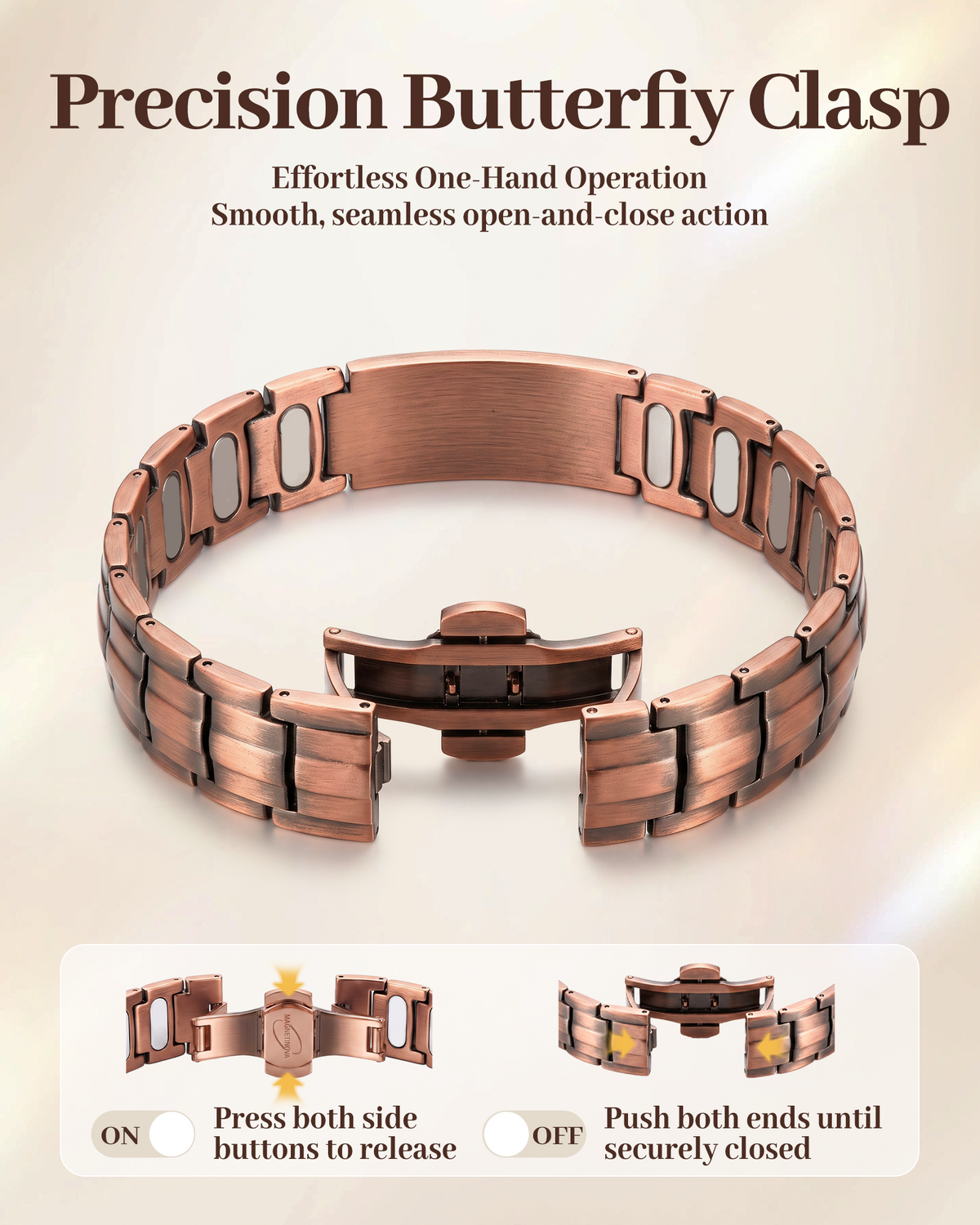 MagnetNova men's American flag copper magnetic bracelet – product image 3