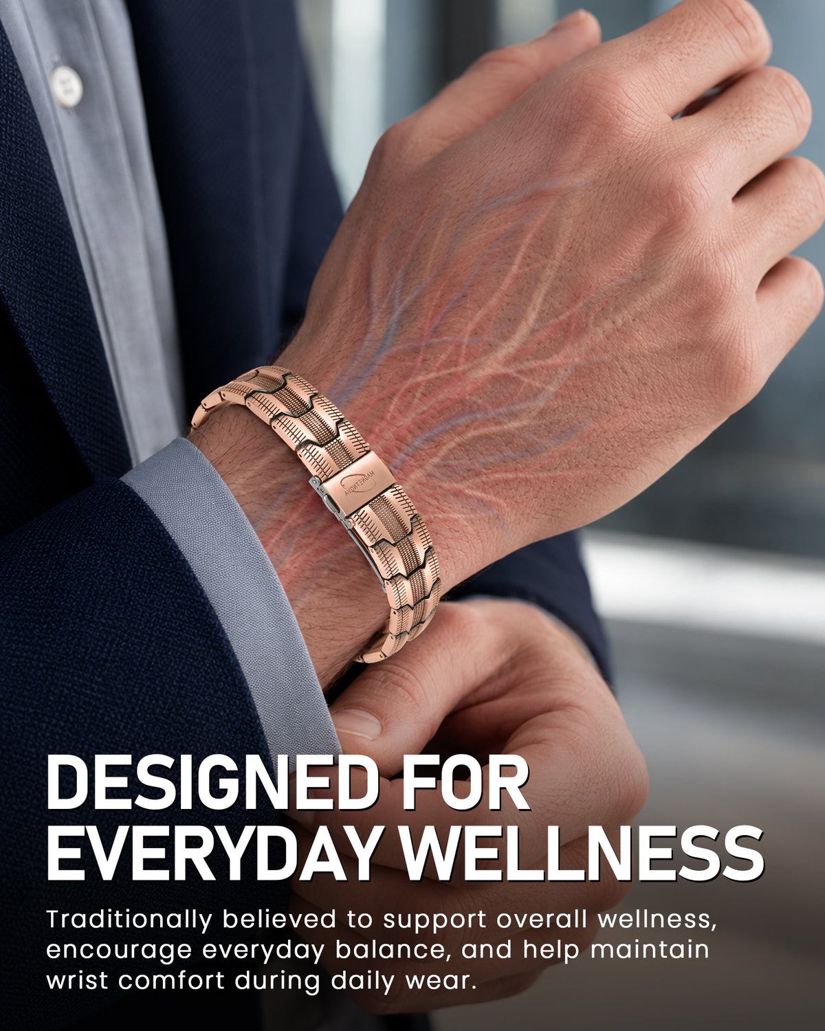 MagnetNova men's tire-inspired copper magnetic bracelet – product image 8