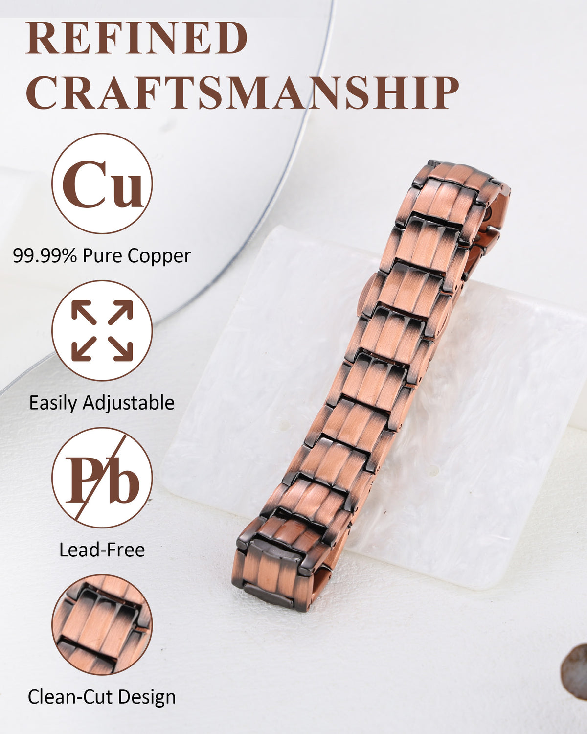 MagnetNova men's adjustable copper magnetic bracelet – product image 3