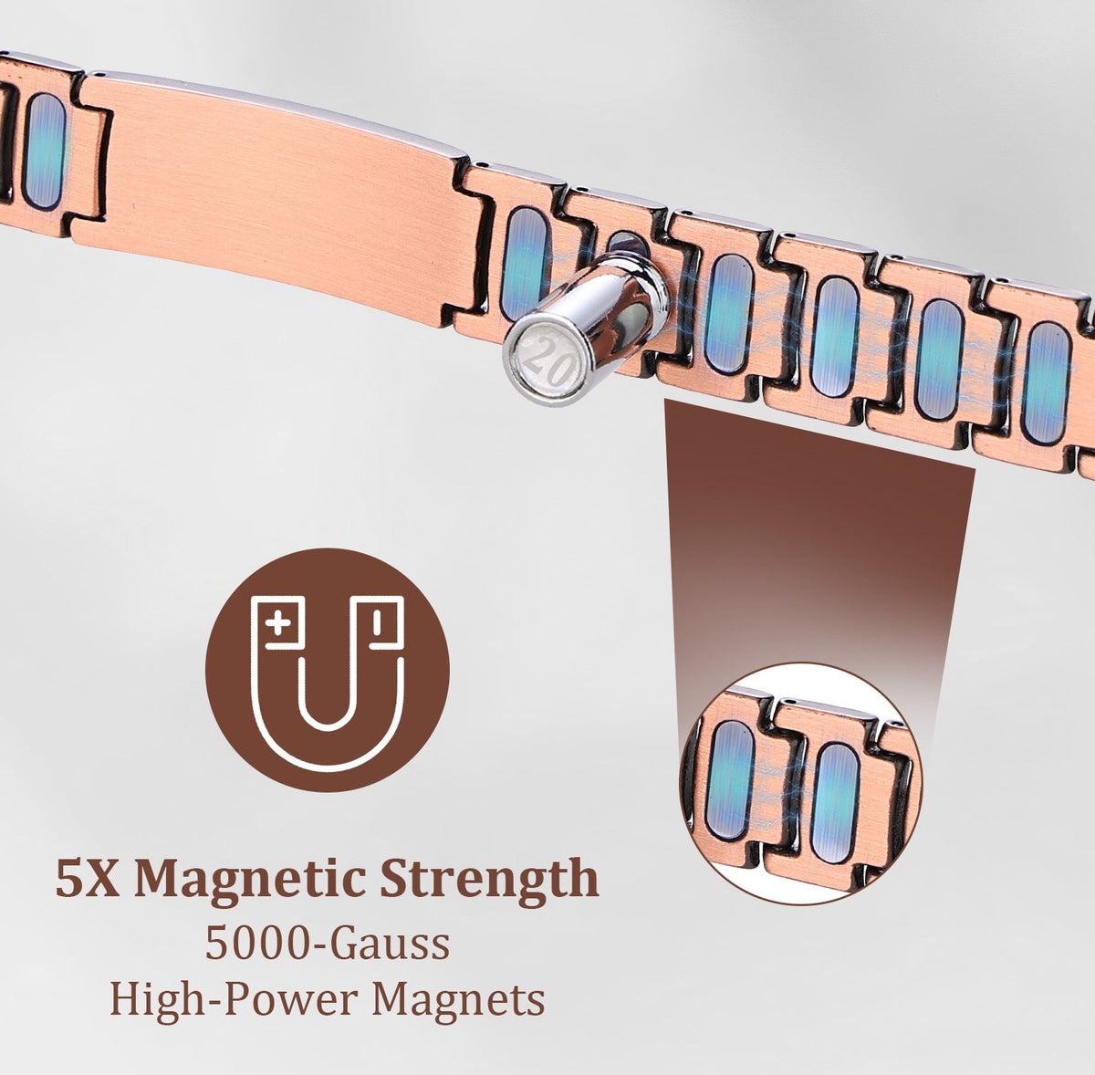 MagnetNova men's cross design copper magnetic bracelet – product image 7