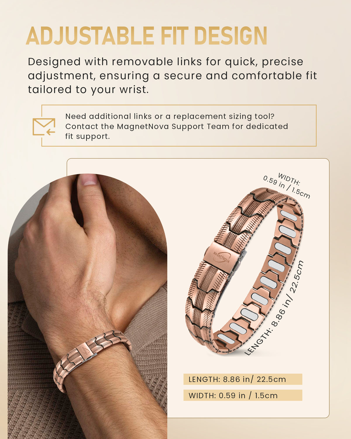 MagnetNova men's tire-inspired copper magnetic bracelet – product image 5