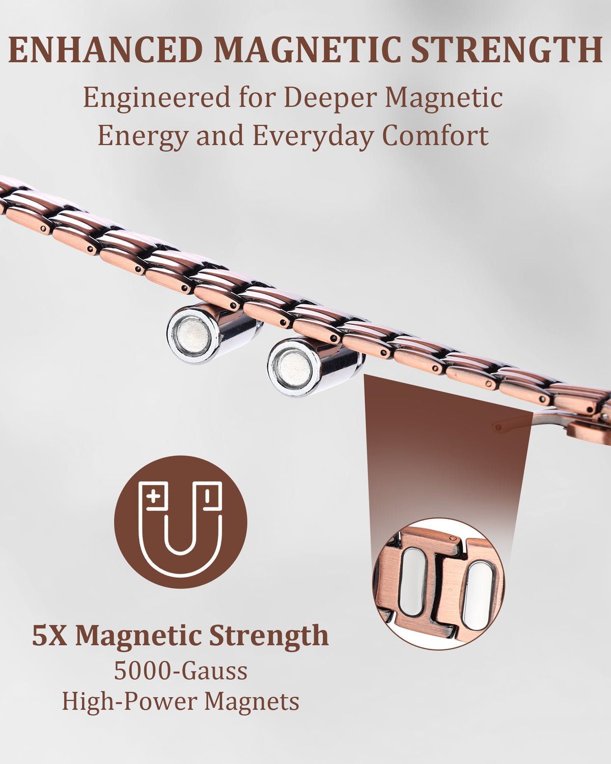 MagnetNova men's adjustable copper magnetic bracelet – product image 5