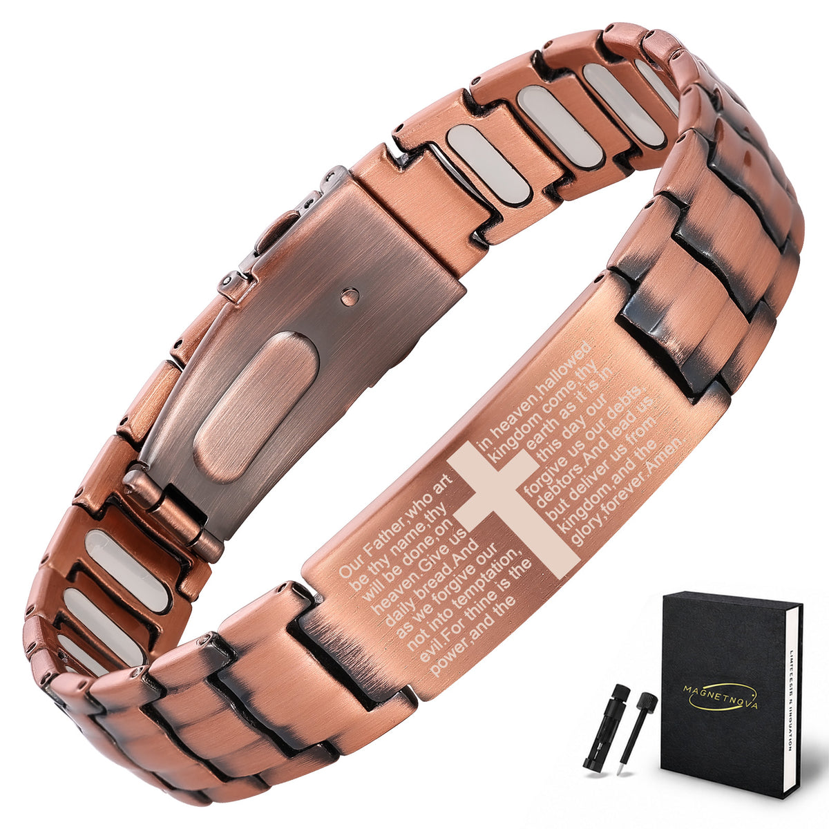 MagnetNova men's cross design copper magnetic bracelet – product image 2
