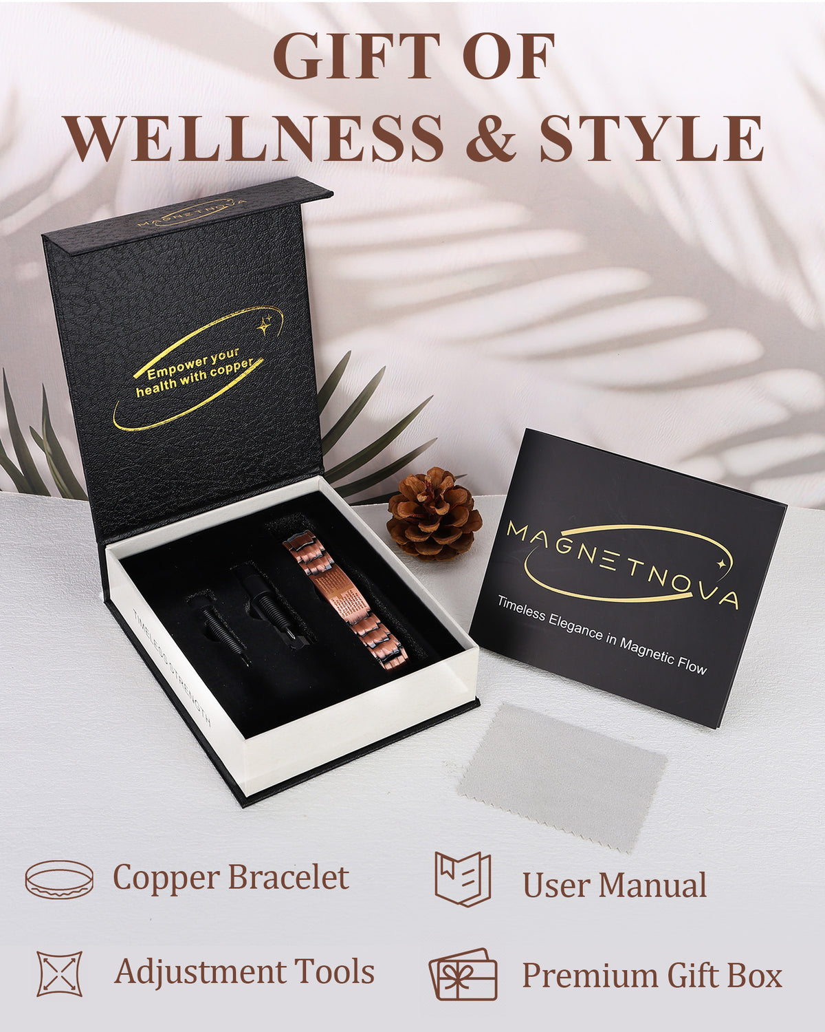 MagnetNova men's cross design copper magnetic bracelet – product image 9