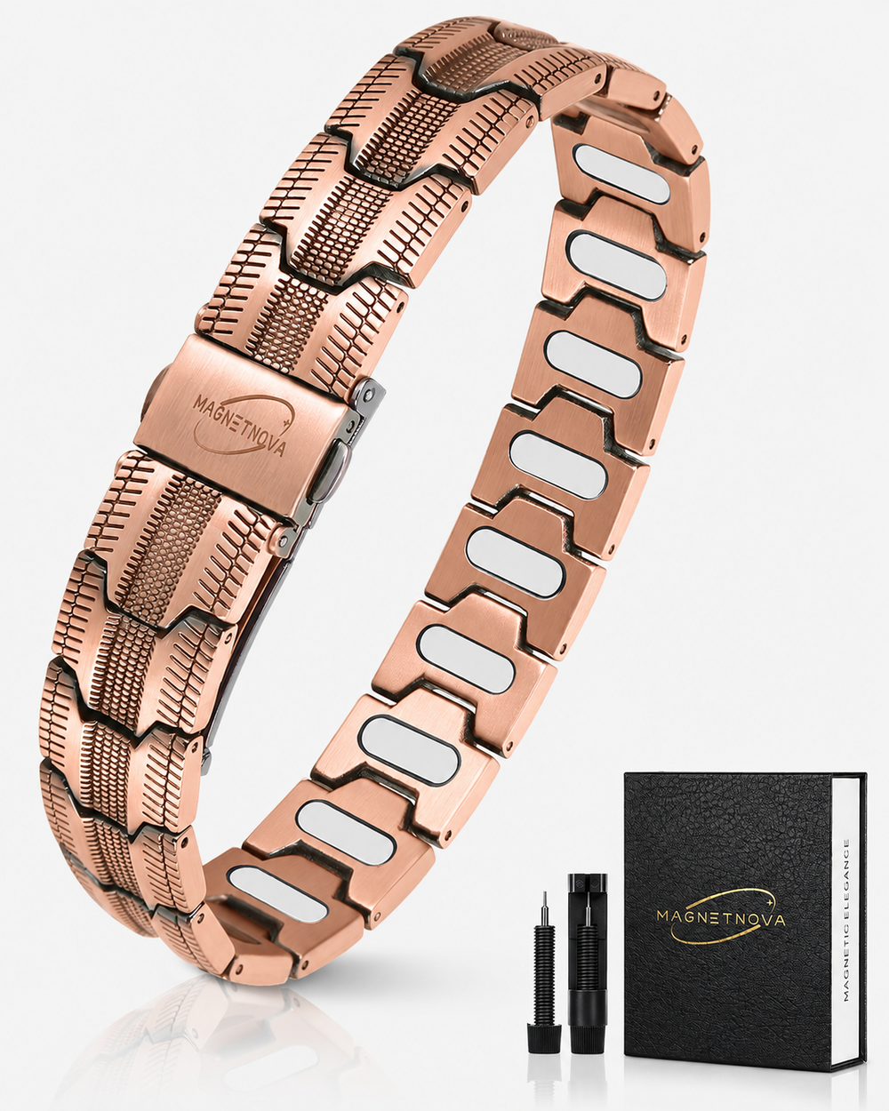MagnetNova men's tire-inspired copper magnetic bracelet