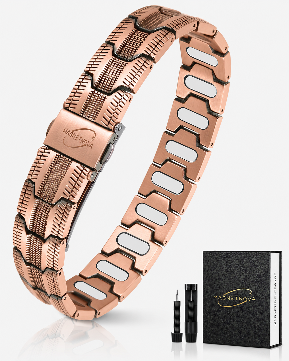 MagnetNova men's tire-inspired copper magnetic bracelet