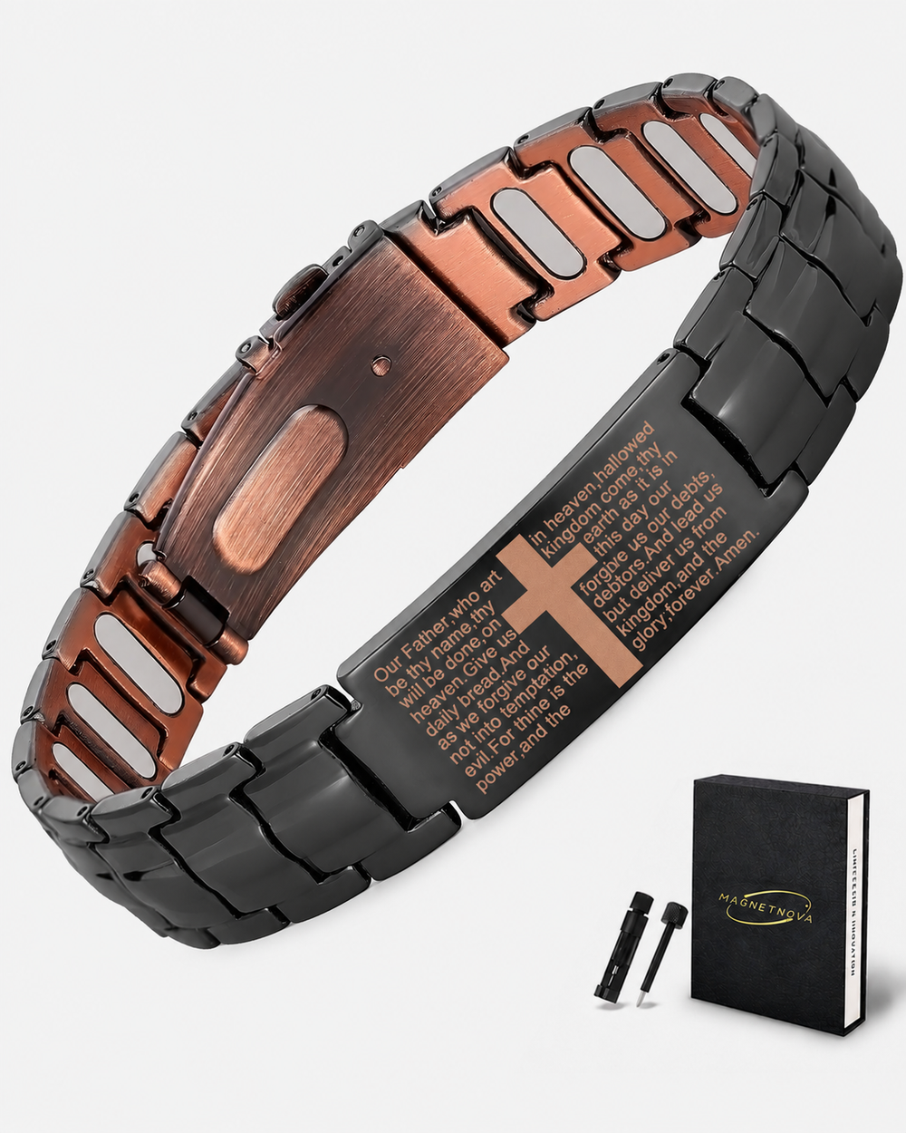 MagnetNova men's cross design copper magnetic bracelet