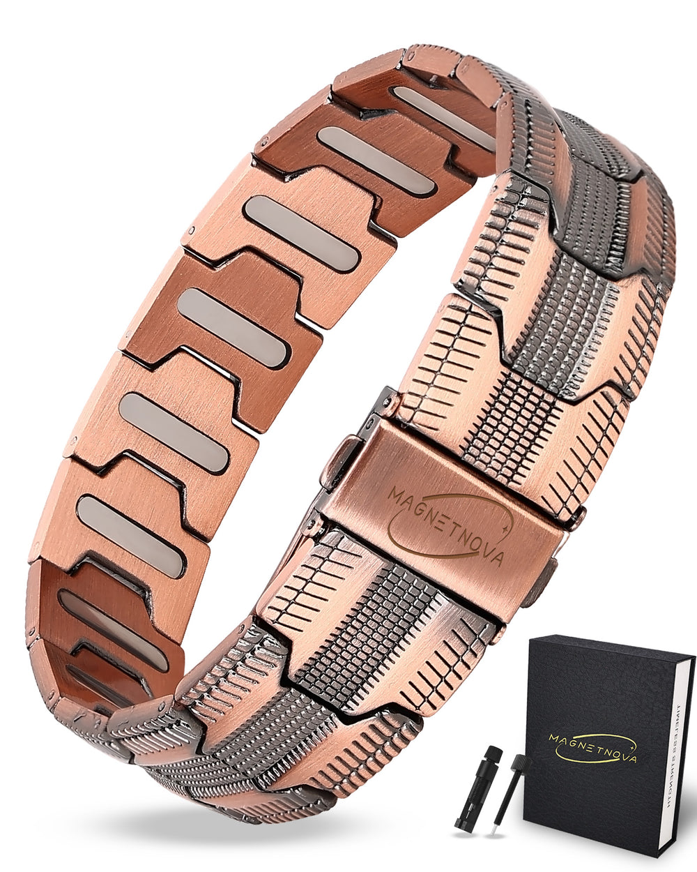 MagnetNova men's tire-inspired copper magnetic bracelet – product image 2