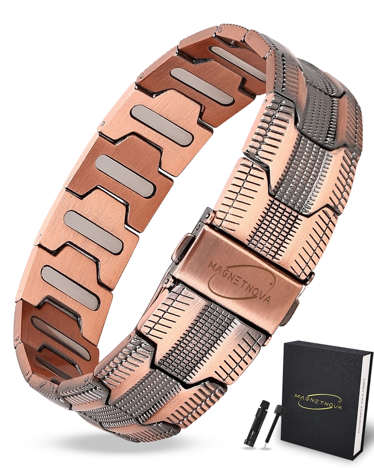 MagnetNova men's tire-inspired copper magnetic bracelet – product image 2